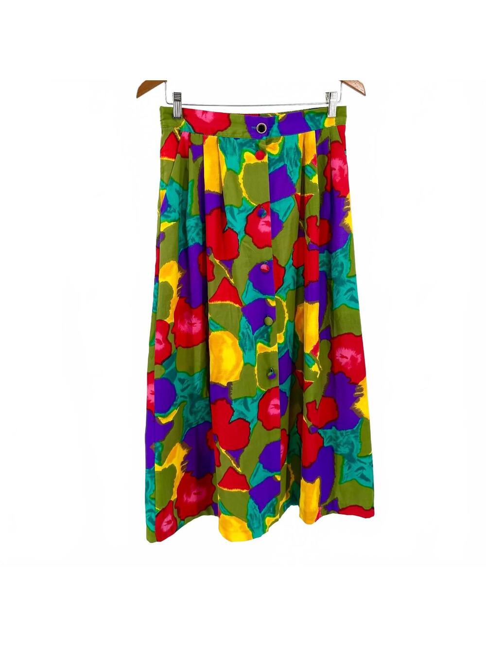 Vintage 80s Magnitude Multicolor Floral Maxi Skirt